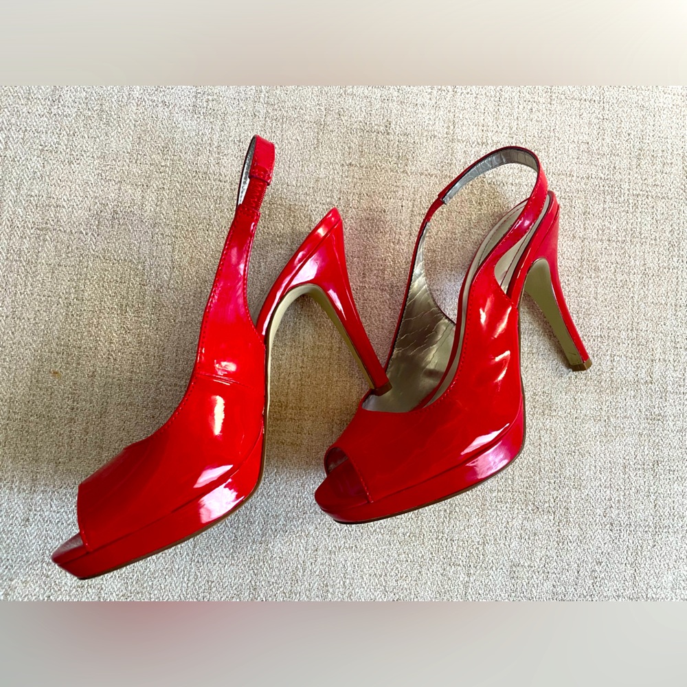 Style & Co. red peep toe heels size 7.5